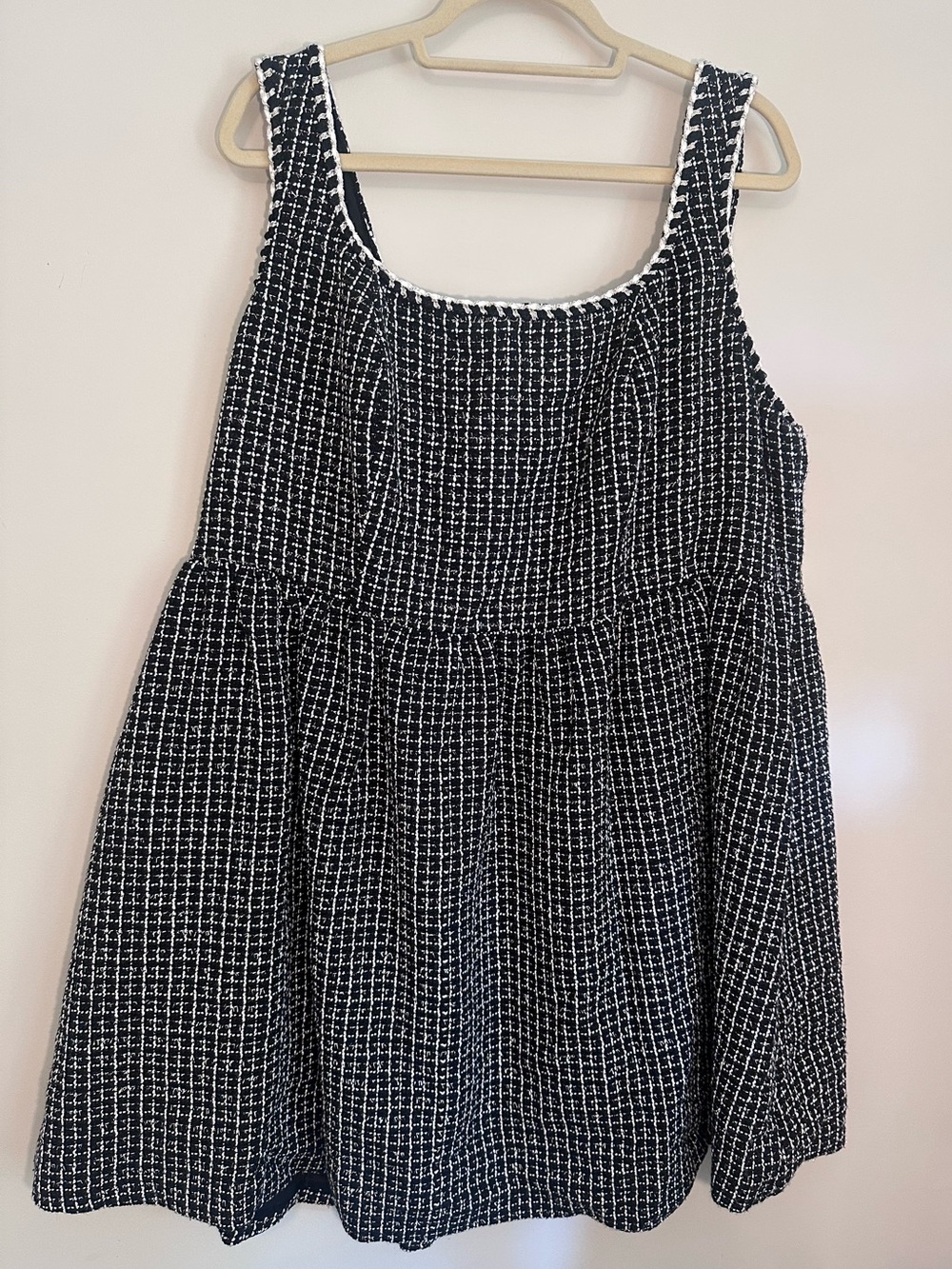 Cider Black and White Sparkle Tweed Square-Neckline Mini Dress Size 2XL NWT